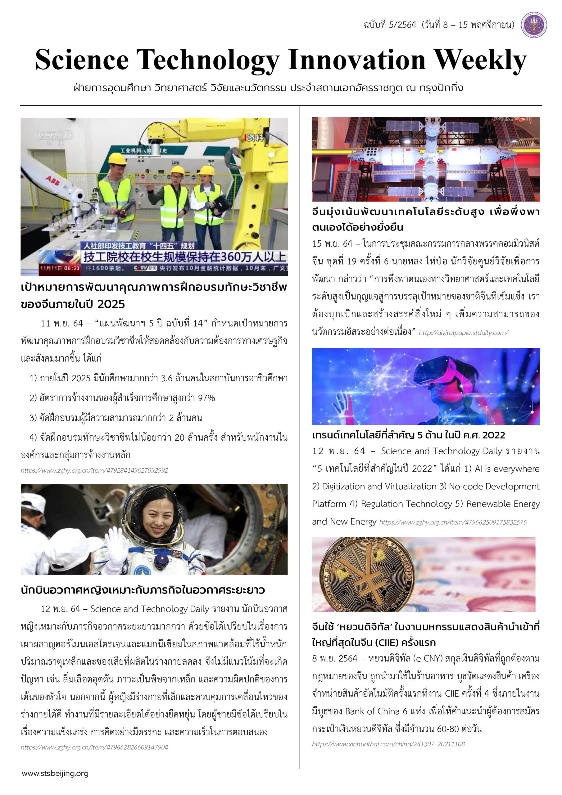 Science Technology Innovation Weekly No.5/2564